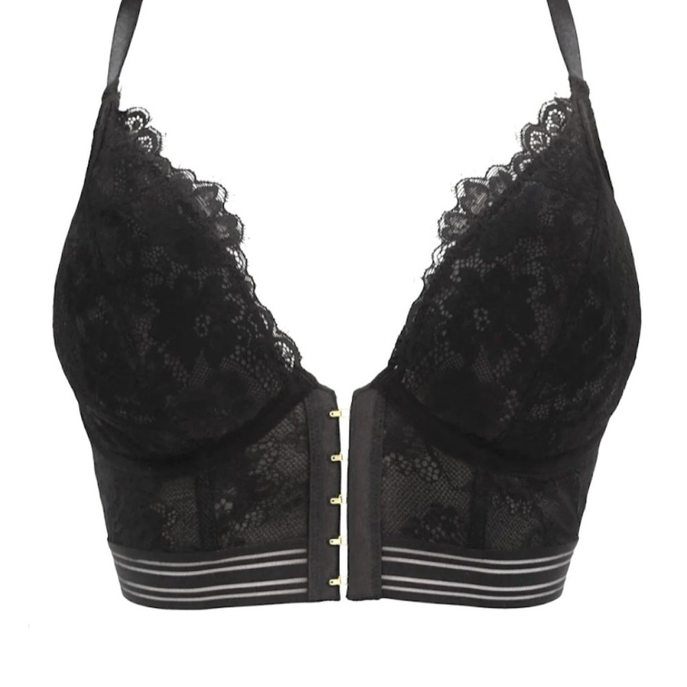 Pour Moi Revolution Front-Close Longline Bralette 38DD in Black